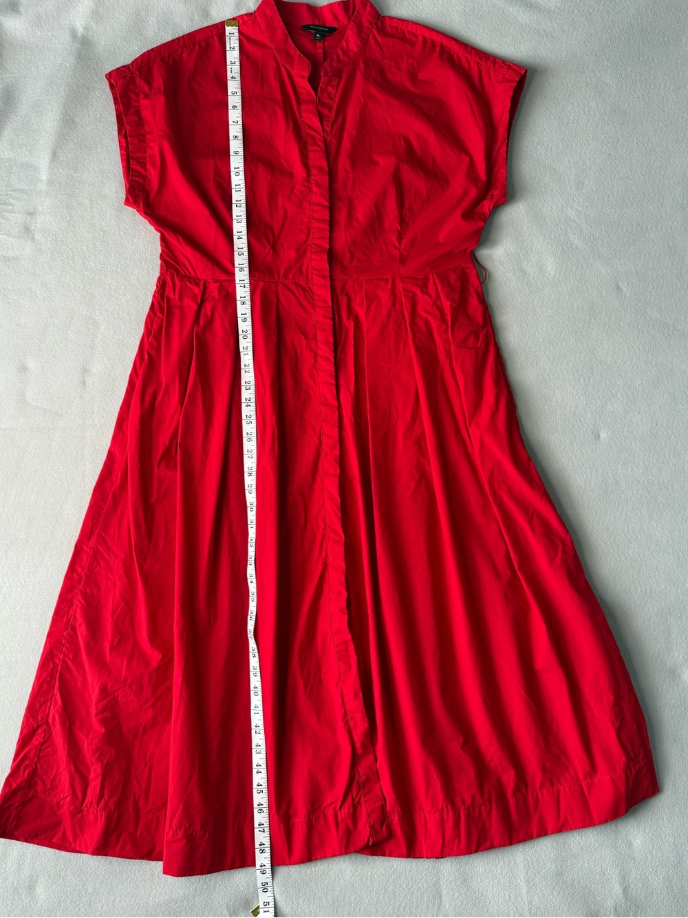 Banana Republic Factory Red Sunset Button Front Tie Waist Dress XL - Picture 10 of 12